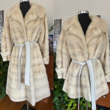 Cappotto giacca visone 2 in 1 vintage anni 60 panna pelliccia orizzontale