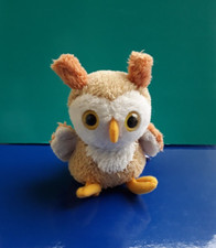 "TRUDI" mini peluche Gufo, colore beige, bianco e giallo, altezza 9 cm.