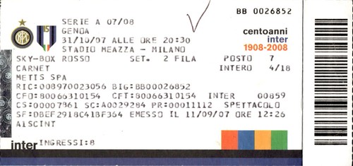 Biglietto stadio serie inter - stadio,