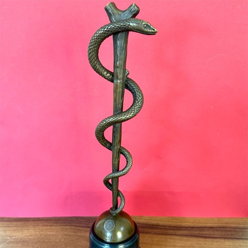 Statua bronzo asclepio caduceo - statua,