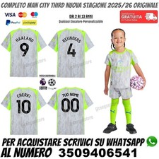 Terza Maglia Manchester City Bambino 2025 2026 Haaland Foden Cherki Grigia Bimbo
