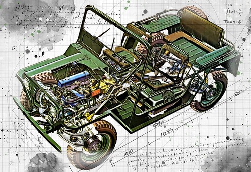 Line tech drawing m151 mutt - tech,