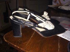 SANDALI PRADA TESSUTO RASO NERO TACCO ALTO SLINGBACKS 6,5 36,5 TOP MIU 37 7 $$