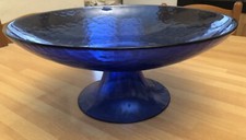 Bellissima alzata vetro di Murano blu anni '90 con certificato di garanzia