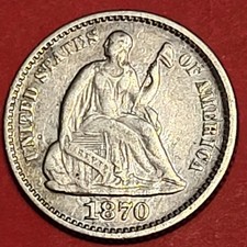 1870 Seated Liberty Half Dime