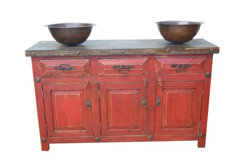 Mobile lavabo bagno rosso