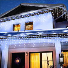Tenda Luminosa Natale, 1000 LED 35M Cascata Luci Di Esterno Impermeabile 8 Modal