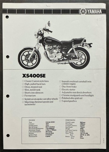 Yamaha xs400se foglietto - xs400se,