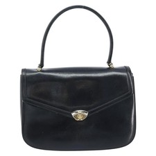GUCCI Hand Bag Leather Black