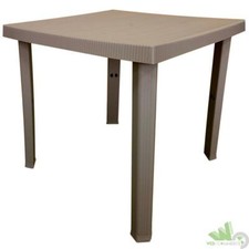 TAVOLO TAVOLINO DA GIARDINO QUADRATO PLASTICA RESINA 80x80xh72 CM TORTORA
