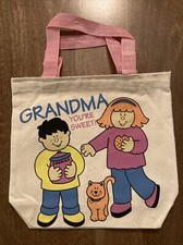 Borsa tote nonna nonna sei dolce biscotti ragazza gatto 8x9 tela nuova #1907