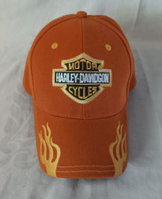 Cappello Berretto Moto Harley Davidson Fiamme Arancione Patch Logo Taglia Unica