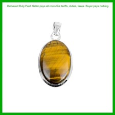 Offerta Natale Ovale Occhio di Tigre Gemma Argento Sterling 925 Nuovo Ciondolo Gioielli