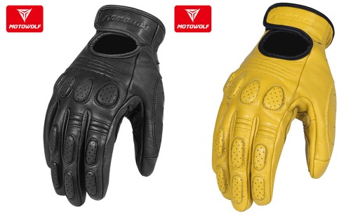 Guanti moto pelle retro - guanti,