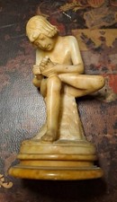 scultura antica.Spinario Estense,alabastro e base in giallo antico;cm 12,5; 1800