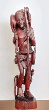  Grande Statua Africana IN Legno Realizzata Artigianalmente Vintage 