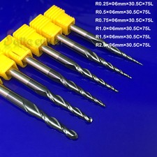 6 pezzi R0.25-R2.0 HRC55 2F fresa conica con naso a sfera fresa CNC