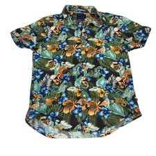 Camicia Hawaiana Denim E Fiore