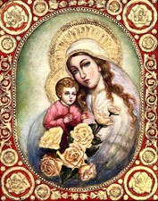 Vergine Maria e Gesù con rose