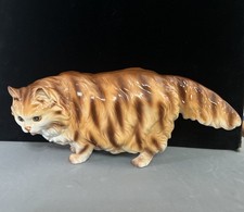 Statuina gatto Tabby rosso Stafford vintage porcellana Giappone 10” x 4 1/4”