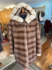 Giacca Pelliccia Visone Bicolor Marrone Blond Con Cappuccio