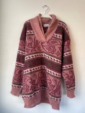 Maglione Emilio Pucci Donna 46 Rosa Borgogna Fantasia Paisley Vintage Pre Owned