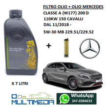 FILTRO OLIO E OLIO ORIGINALE 5W30 MERCEDES CLASSE A 200 D 110KW 150 CAVALLI