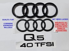 Kit Stemmi Logo Anelli Audi Q5 SQ5 Ant. Post. + 40 TFSI NERO LOGHI 2008-2020