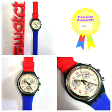 Swatch Chrono Usato JFK SCN103 1992 Vintage Orologio da polso NOS Anni 90