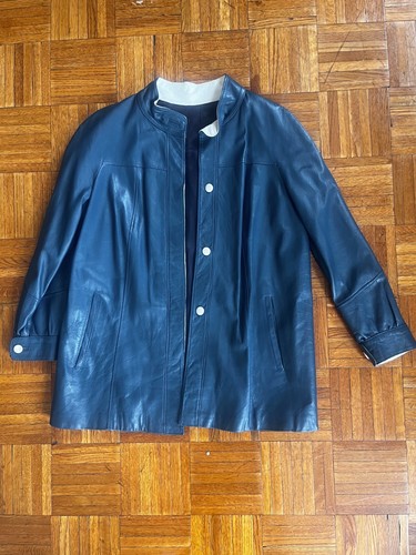 Giacca pelle blu - giacca, di