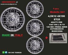 Cerchi lega 12 RAY CHROME Fiat 500 D L F R epoca OLD 4x190 borrani raggi