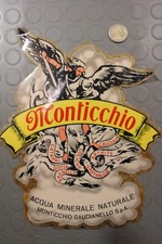 Adesivo Insegna da Vetrina Acqua Minerale MONTICCHIO GAUDIANELLO Epoca anni 60