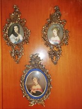 Lotto 3 quadretti vintage con splendida cornice in ottone