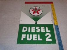 INSEGNA VINTAGE TEXACO DIESEL FUEL 2 SPRUZZATORE VERDE 18" PORCELLANA METALLO BENZINA OLIO