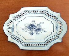 LIMOGES vassoio svuotatasche porcellana bianco con decorazioni blu