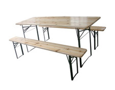 Set Birreria Tavolo 220x80x76H piu 2 Panche dimensioni cm 220x30 spessore 25 mm