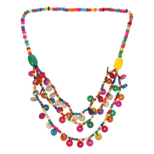 Colorful wooden bead - wooden, necklace