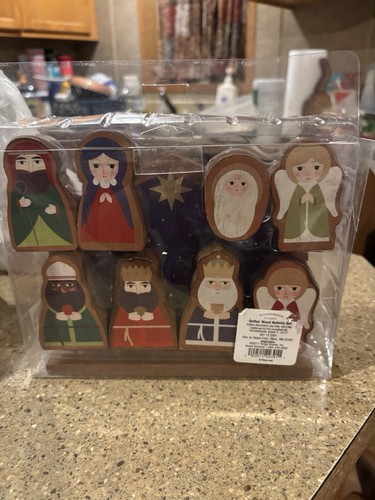 Gather wood nativity set - wood,