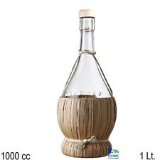 FIASCO FIASCHETTO BOTTIGLIA 1 LT. PER VINO ALCOLICI VETRO IMPAGLIATO CON TAPPO
