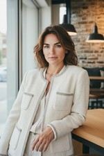 Piumino tweed bianco/crema