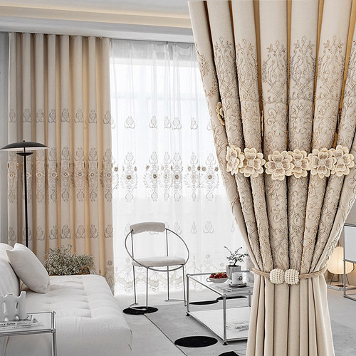 Tenda velluto beige - tenda, ricamo