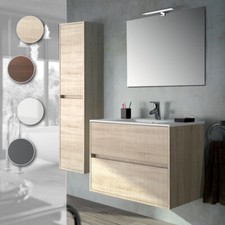 ARREDO BAGNO MOBILE SOSPESO MODERNO LEGNO 90 LAVABO SPECCHIERA LAMPADA COLONNA