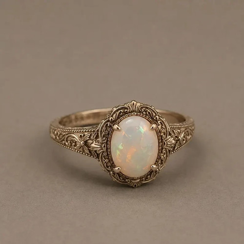 Anello opale etiope naturale