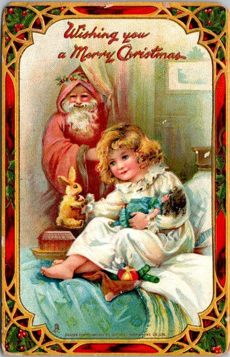 Cartolina epoca babbo natale - cartolina, d'epoca