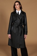 Cappotto Lungo Vera Pelle Nera