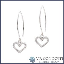 Orecchini a Cuore Pendenti in Argento 925 con Zirconi Brillanti Stile Trendy