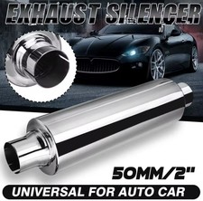 SILENZIATORE SCARICO INOX UNIVERSALE AUTO MARMITTA TERMINALE DI SCARICO Ø 50mm