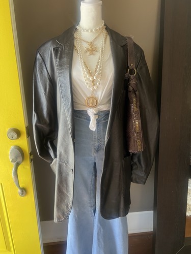 Giacca blazer uomo pelle nera