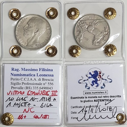 Lire 1928 periziata non - 10,