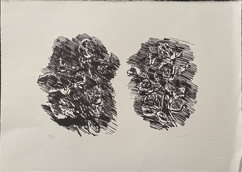 Ennio morlotti litografia rose - ennio,
